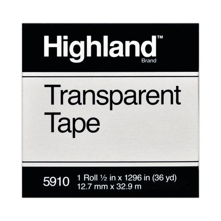 3M Transparent Tape, 0.50in.W x 36yd.L, Clear 5910121296